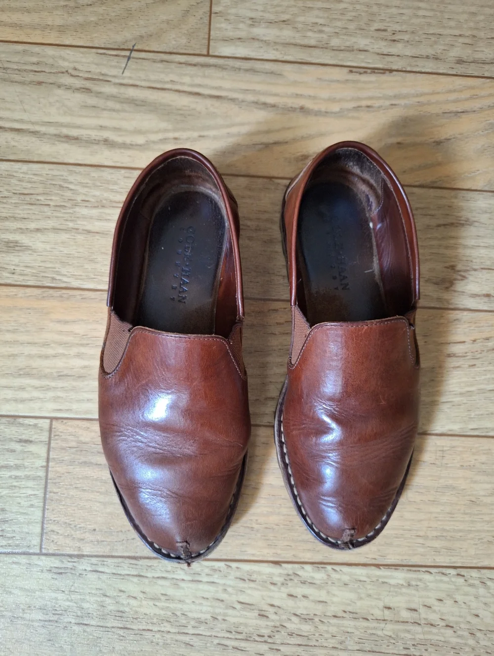 COLE HAAN  Women's Brown Leather Slip-on Oxford Shoes, Size 8M, with Almond Toe - Picture 11 of 12